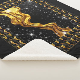 Cobertor Sherpa Galinha Opulenta Corrente Líquido Dourado Preto Mo