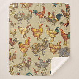 Cobertor Sherpa Galo Galinha-Fazenda Animal