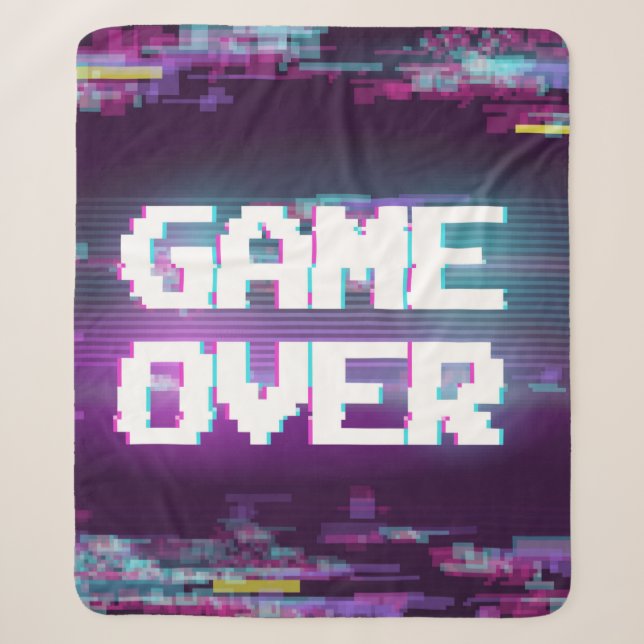 Cobertor Sherpa Game over concept illustration with glitch effect. (Frente)