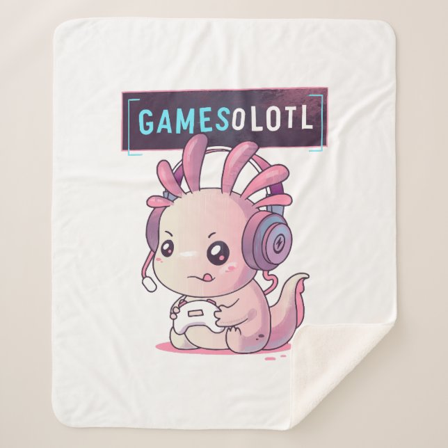 Cobertor Sherpa Gamesolotl - Axolotl Gamer (Frente)