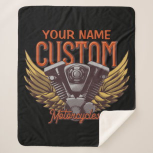 Cobertor Sherpa Garagem Personalizada de Eagle Wings Biker