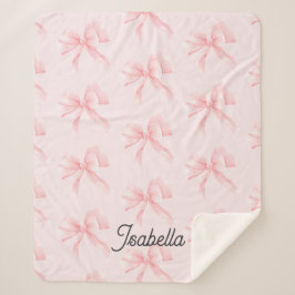 Cobertor Sherpa Garota Bonita Coquete Laço Rosa