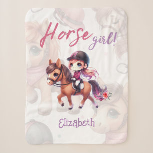 Cobertor Sherpa Garota de Cavalo de Dressage Personalizada