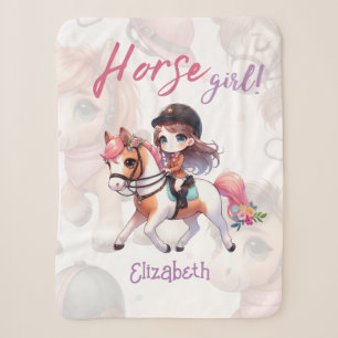 Cobertor Sherpa Garota de Cavalo de Dressage Personalizada