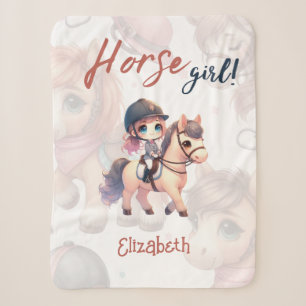 Cobertor Sherpa Garota de Cavalo de Dressage Personalizada