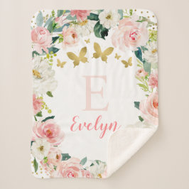 Cobertor Sherpa Garota Dourada rosa de borboleta