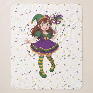 Cobertor Sherpa Garota fofa de Mari Gras do anime