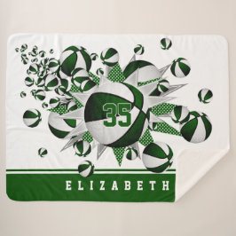 Cobertor Sherpa Garotas brancas verdes salas de esportes basquete 