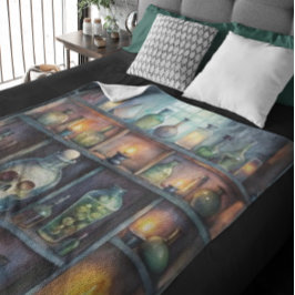 Cobertor Sherpa Garrafas de Poção Gótica - Apotário Escuro