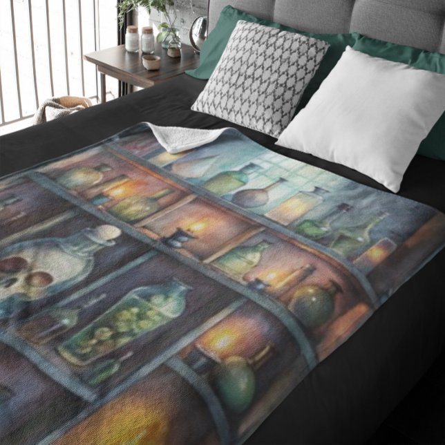 Cobertor Sherpa Garrafas de Poção Gótica - Apotário Escuro (Criador carregado)