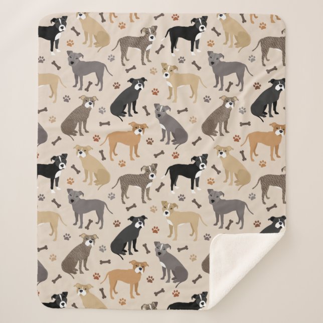 Cobertor Sherpa Garras-de-Pitbull e Ossos Sherpa Blanket (Frente)