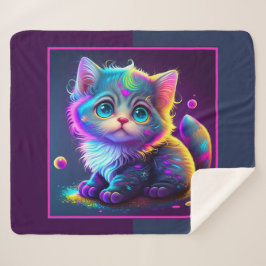 Cobertor Sherpa Gatinho Animado Bonito