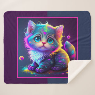 Cobertor Sherpa Gatinho Animado Bonito