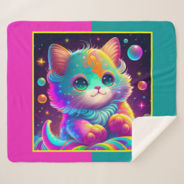 Cobertor Sherpa Gatinho animado bonito Sherpa Blanket