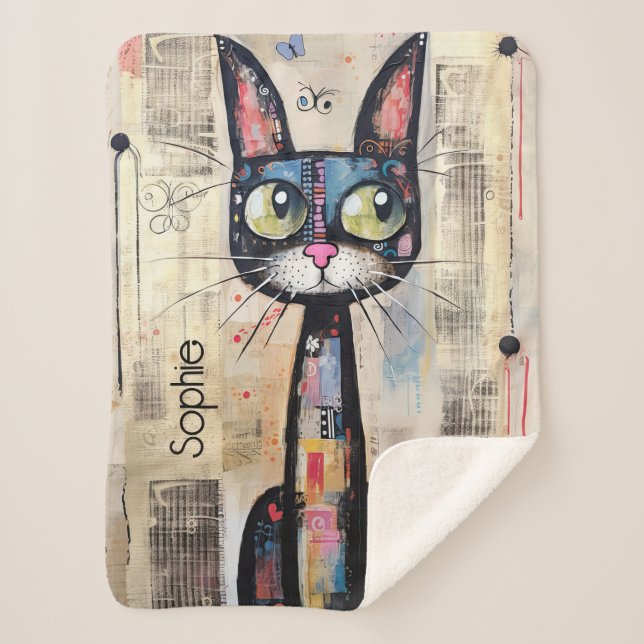 Cobertor Sherpa Gatinho Cute Personalizado (Frente)