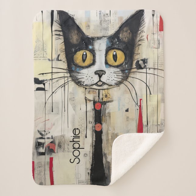 Cobertor Sherpa Gatinho Cute Personalizado (Frente)