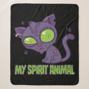 Cobertor Sherpa Gatinho Zumbi é Meu Animal Espiritual