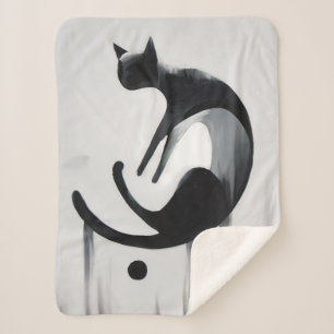 Cobertor Sherpa Gato Abstrato moderno - Arte Design minimalista