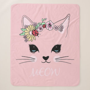 Cobertor Sherpa Gato Bonito Com Cara De Gato Meia Gatinha Rosa Gat