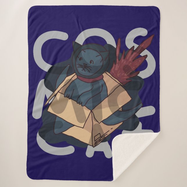 Cobertor Sherpa Gato Cósmico (Frente)