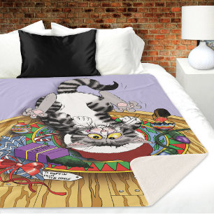 Cobertor Sherpa Gato de Natal