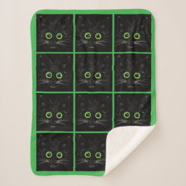Cobertor Sherpa Gato De Olhos Verdes Sorridentes