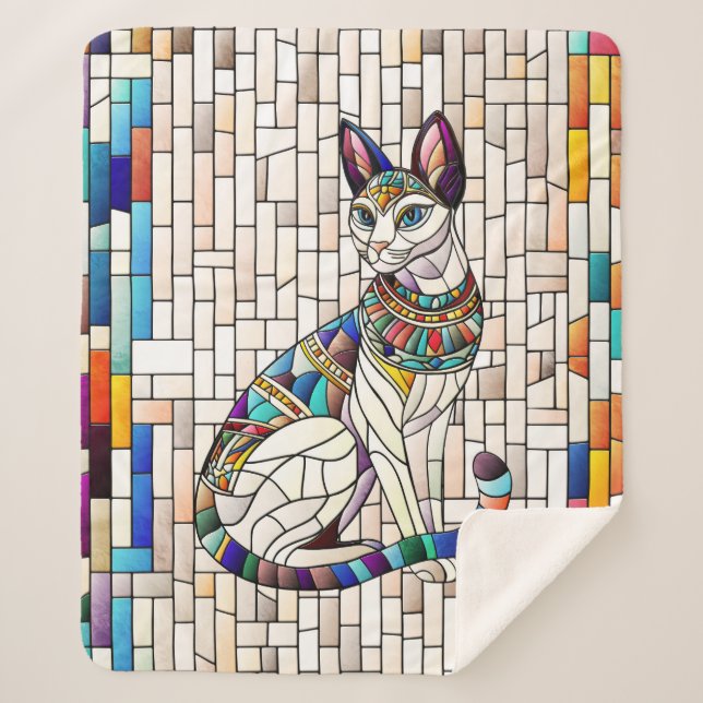 Cobertor Sherpa Gato Egípcio - Arte Mosaica (Frente)