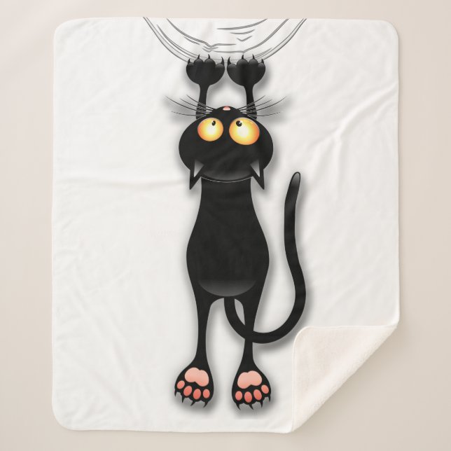 Cobertor Sherpa Gato engraçado Personagem Coçando Tecido (Frente)