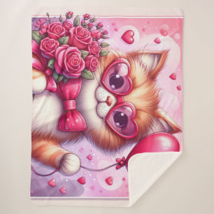 Cobertor Sherpa Gato/gatinho Dia de os namorados