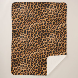 Cobertor Sherpa Gato-Leopardo Negro-Castanho