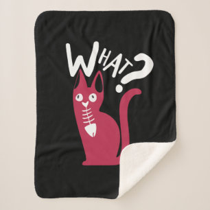 Cobertor Sherpa Gato Magenta Engraçado No Cartoon Preto