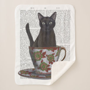 Cobertor Sherpa Gato Negro em Teacup