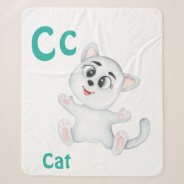 Cobertor Sherpa Gato personalizado ABC: Letra C - Adicione seu Nom