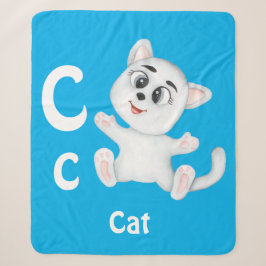 Cobertor Sherpa Gato personalize ABC: Letra C - Adicione seu Nome