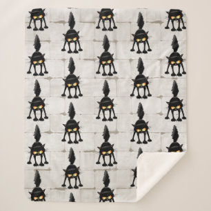 Cobertor Sherpa Gato Preto Cartoon Engraçado e Feroz 