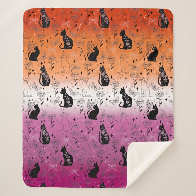 Cobertor Sherpa Gato Preto do Orgulho Lésbico - Testemunha Mística (Frente)