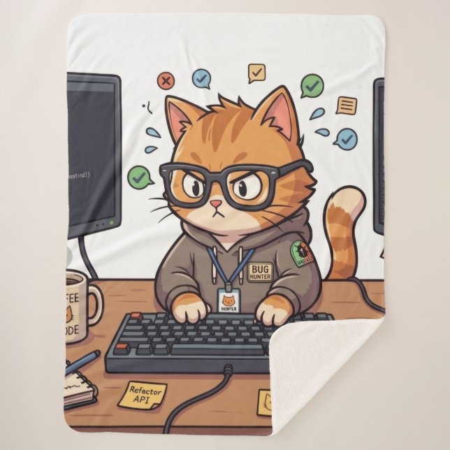 Cobertor Sherpa Gato Real (Frente)