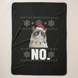 Cobertor Sherpa Gato Sem Grumpy Xmas Gatos Sem presentes de Natal 