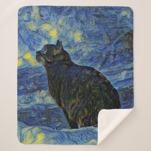 Cobertor Sherpa Gato Shambhala de pintura digital em Vincent Van G