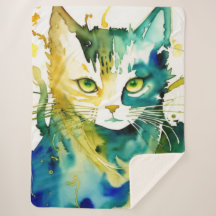 Gato Verde Sherpa Blanket