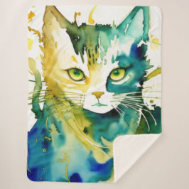 Cobertor Sherpa Gato Verde Sherpa Blanket