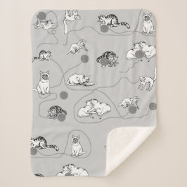 Cobertor Sherpa Gatos Bonitos Brincando E Sendo Um Padrão Malvado