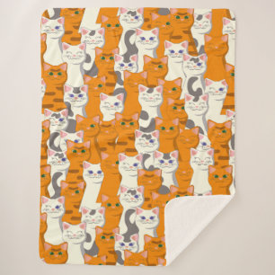 Cobertor Sherpa Gatos brancos e gengibres padrão olhos verdes olho