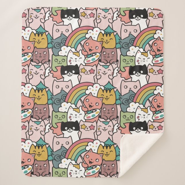 Cobertor Sherpa Gatos Cachorros Sherpa Blanket (Frente)