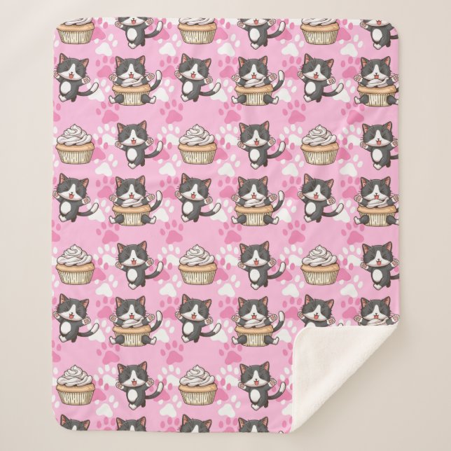 Cobertor Sherpa Gatos Cachorros Sherpa Blanket (Frente)