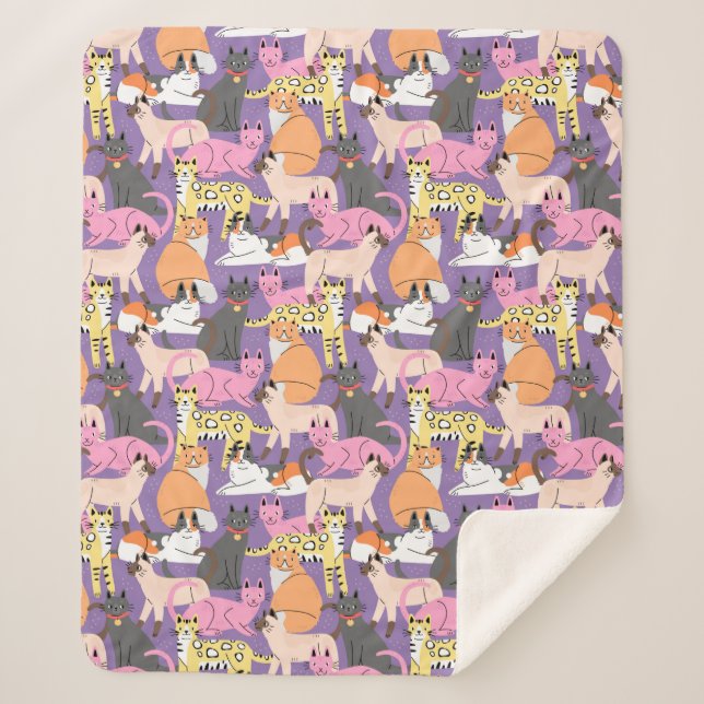 Cobertor Sherpa Gatos Cachorros Sherpa Blanket (Frente)