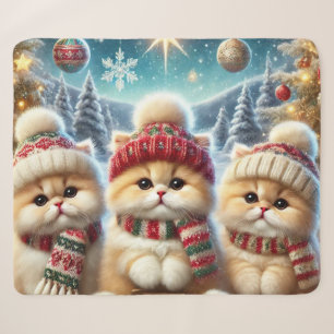 Cobertor Sherpa Gatos de gatinho em decoração festiva de Natal e N