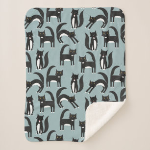 Cobertor Sherpa Gatos de Tuxedo preto e branco