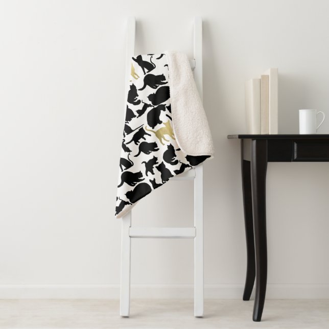 Cobertor Sherpa Gatos Dourados Pretos (In Situ)