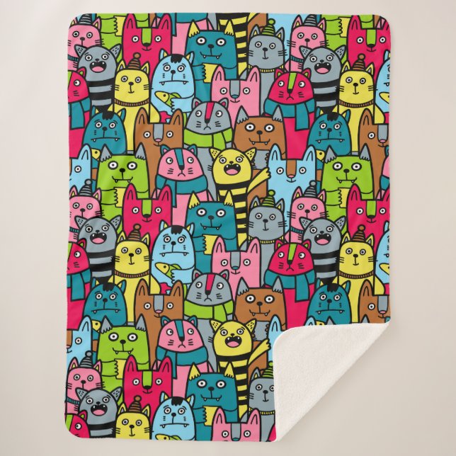 Cobertor Sherpa Gatos e gatinhos (Frente)